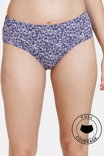 Buy Zivame Mosaic Valley High Rise Full Coverage Hipster Panty - Purple Print